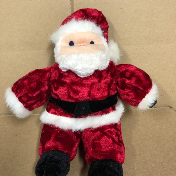 Velvet Plush & fur Santa Claus Doll 8" long, sitting, New in package Vintage - Picture 2 of 6